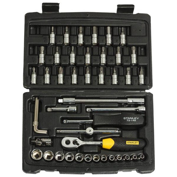 Stanley STMT72798-8 1/4 Inch Square Drive Metric Socket & Bit Set 46 Pcs